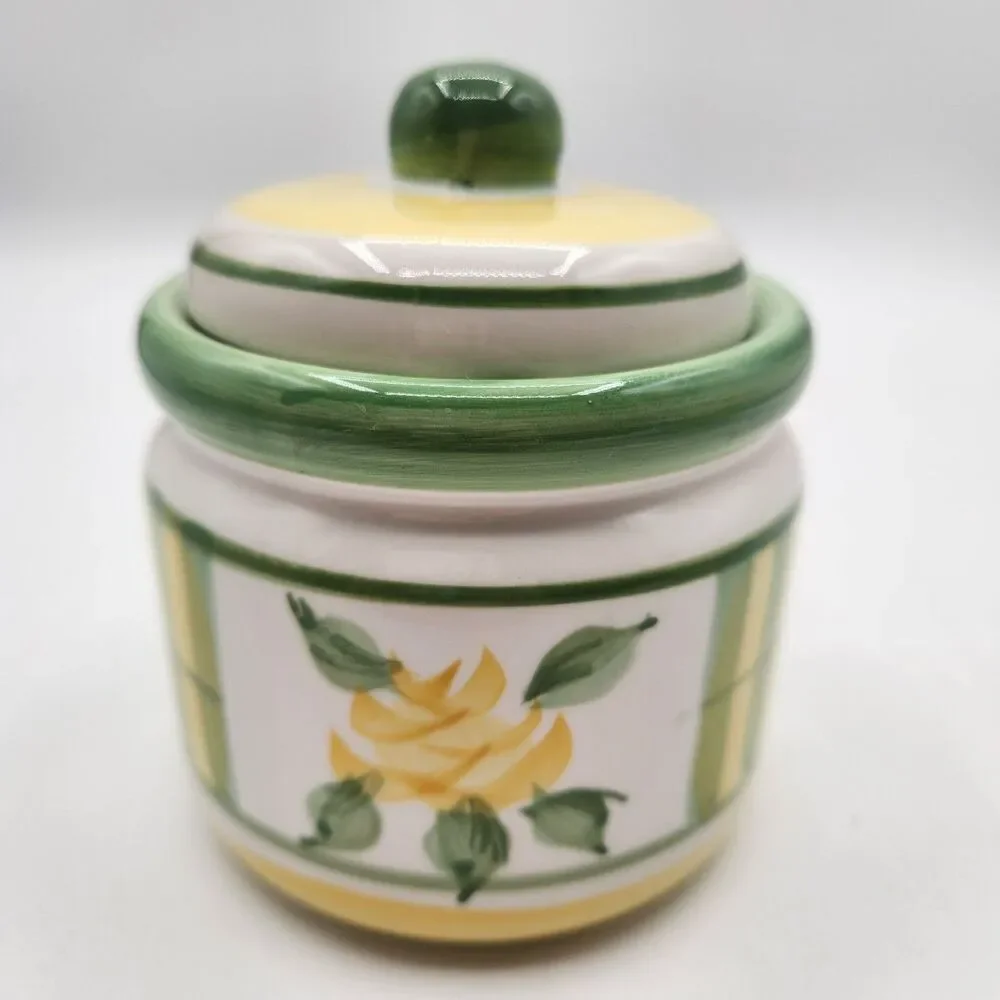 Royal Norfolk Tea Set 4 Pc Green Yellow Rose Tea Pot Sugar Creamer Napkin Holder